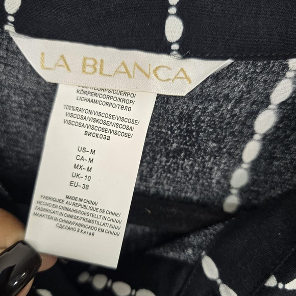 La Blanca Cover-Up Dress M Black White Striped Belted Resort Beach Midi NWOT - Picture 6 of 12